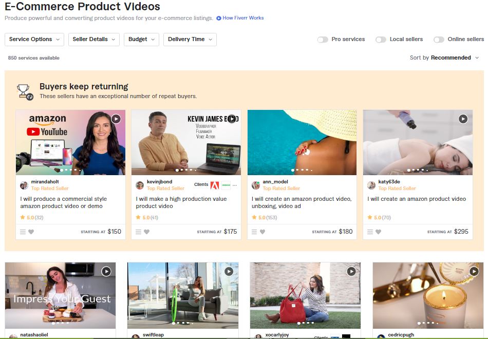 E-Commerce Product Videos - High Demand Low Competition Gigs On Fiverr