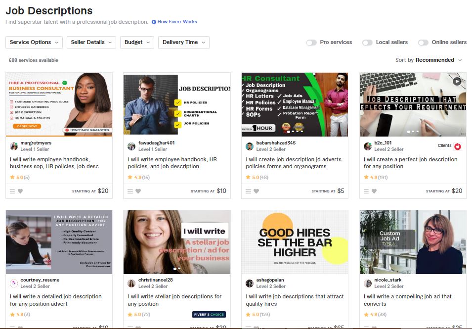 Job Descriptions Writing - High Demand Low Competition Gigs On Fiverr