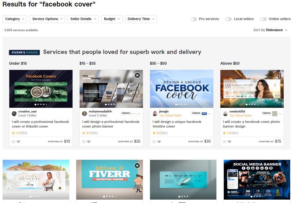facebook cover Design - low competition gigs on fiverr
