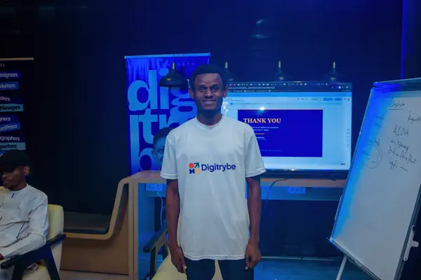 digiTrybe member in branded shirt at a digital marketing training session in Nigeria
